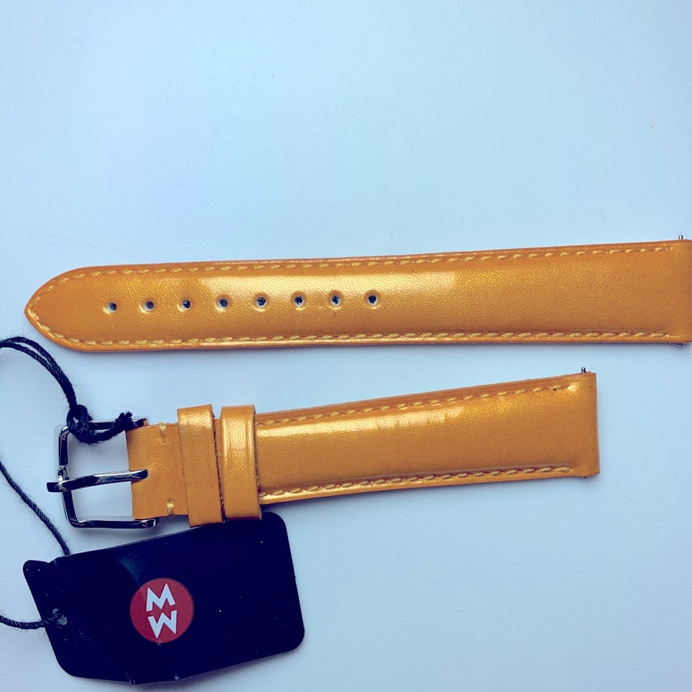 NWT Michele 16 Leather Bright Orange Watch Band